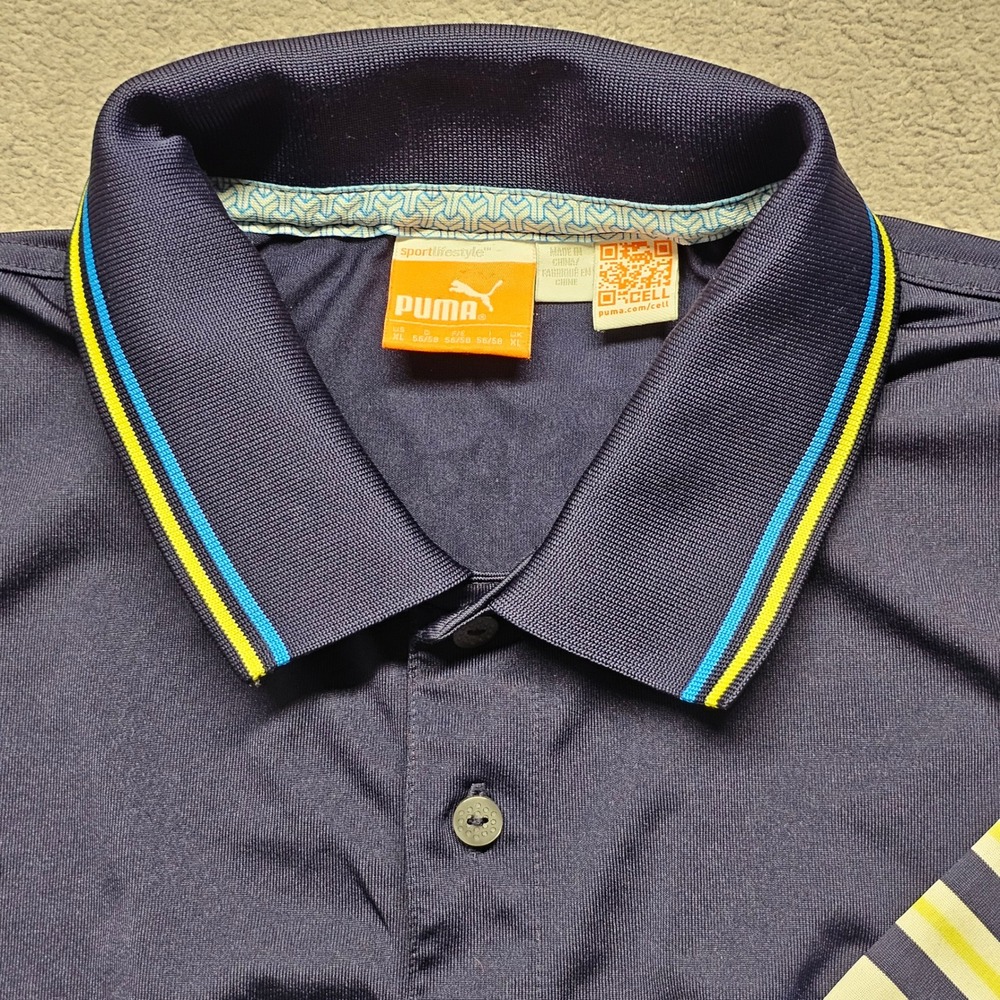 Puma Polo Shirt Mens XL Multi Striped Dry Cell Embroidered Logo Short Sleeve - Picture 8 of 12